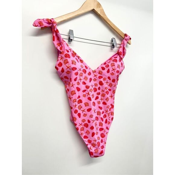 AQUA‎ Printed One piece Swimsuit Beach Shells in Pink Size Small NEW - Picture 3 of 10